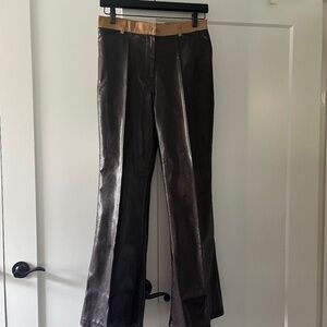 LEATHER PANTS FAUX PLEATHER BELLE FLARE LEG JEAN STYLE